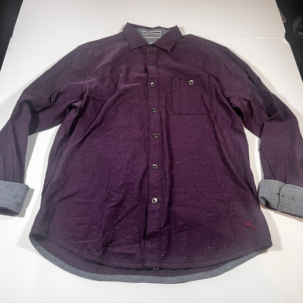 Tommy Bahama Pebble Shores Purple Button Down Shirt Marlin Logo Embroidered